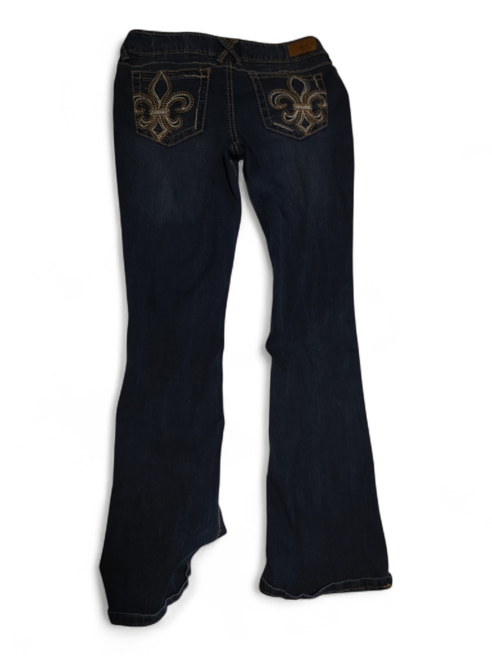 Amethyst Jeans Dark Blue Flare Jeans with Embroidered Pockets